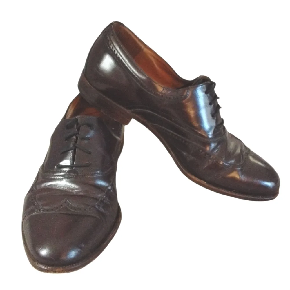 Vintage Bally Lenox Prestige Brown Wing Tip Oxfords Men's Size 7 D
